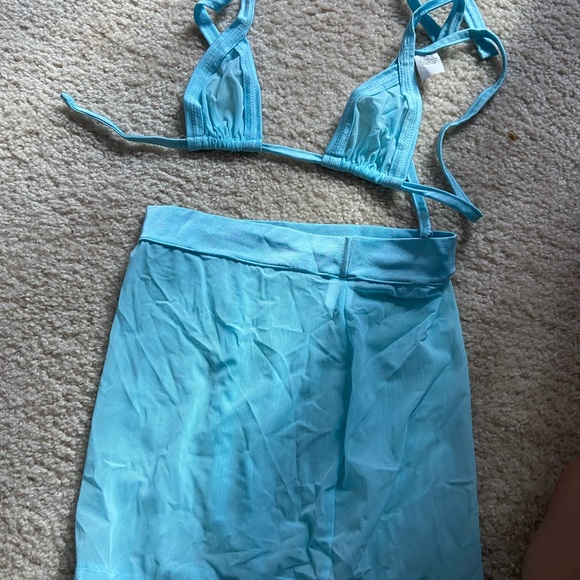 RAVE BLUE SHEER SKIRT AND TOP SET - Picture 2 of 2